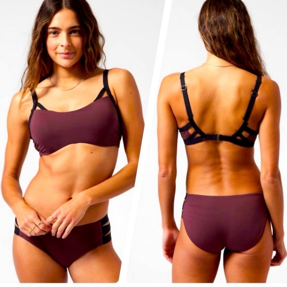 NEW Athleta Palm Bikini Set Top Bottom Boy Short XS / 34B/C